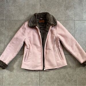 Outback Trading Co Jacket Women's Faux Suede/Fur Size Medium Pale Pink brown